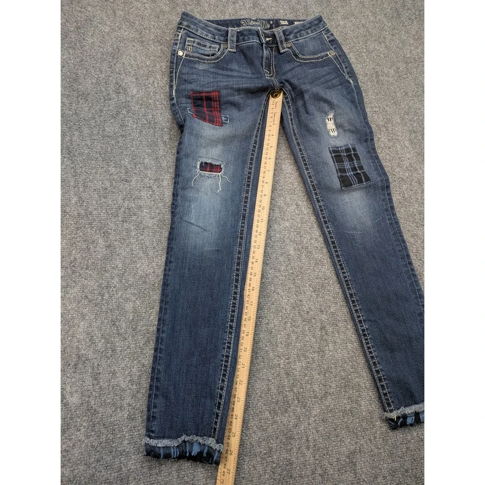 Miss Me Girls‎ Size 14 Blue Denim Ankle Skinny Patchwork Jeans Preppy Fall